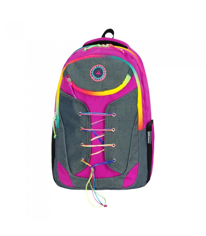pink backpack with laptop compartment