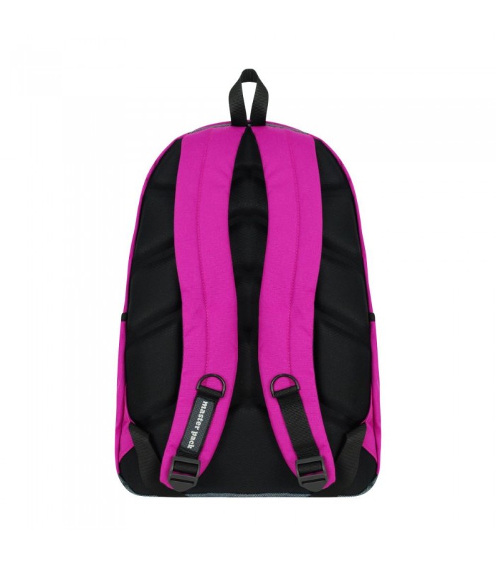 pink backpack with laptop compartment