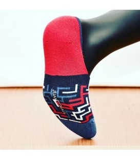 Kırmızı Labirent Dikişsiz Babet Çorap Silikon Destekli