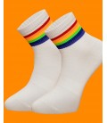 White Color Colorful Striped Men's Tennis Socks